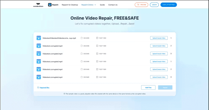 upload multiple blurry videos into repairit online