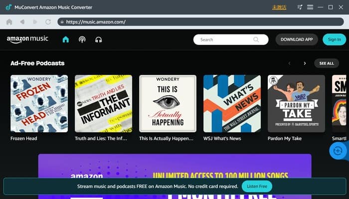 MuConvert Amazon Music Converter Sign-in Web Player
